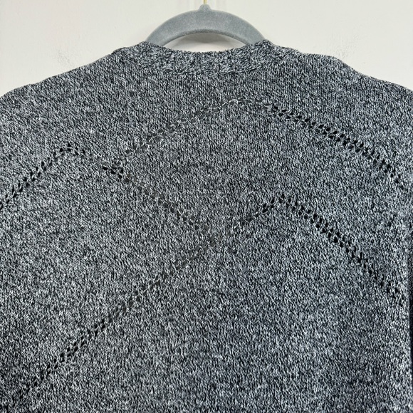 Tentree Anoba Organic Cotton Open Front Pointelle Cardigan Black and White XS - Picture 9 of 10